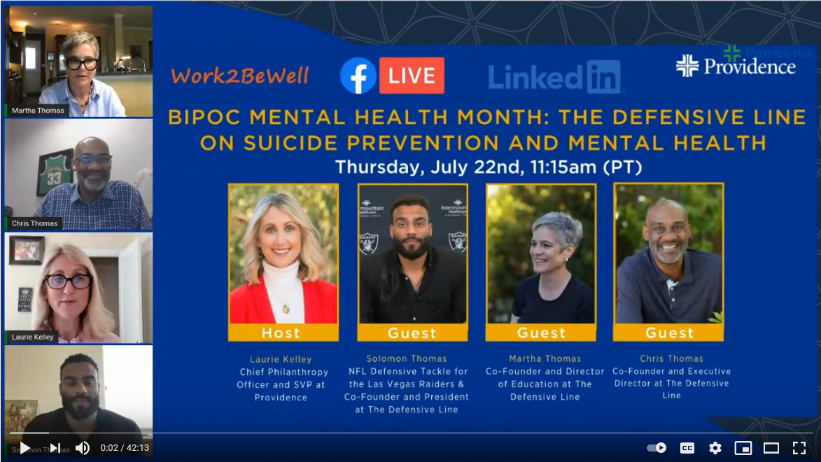 BIPOC Mental Health Month: The Defensive Line on Suicide Prevention and Mental Health with Providence Health